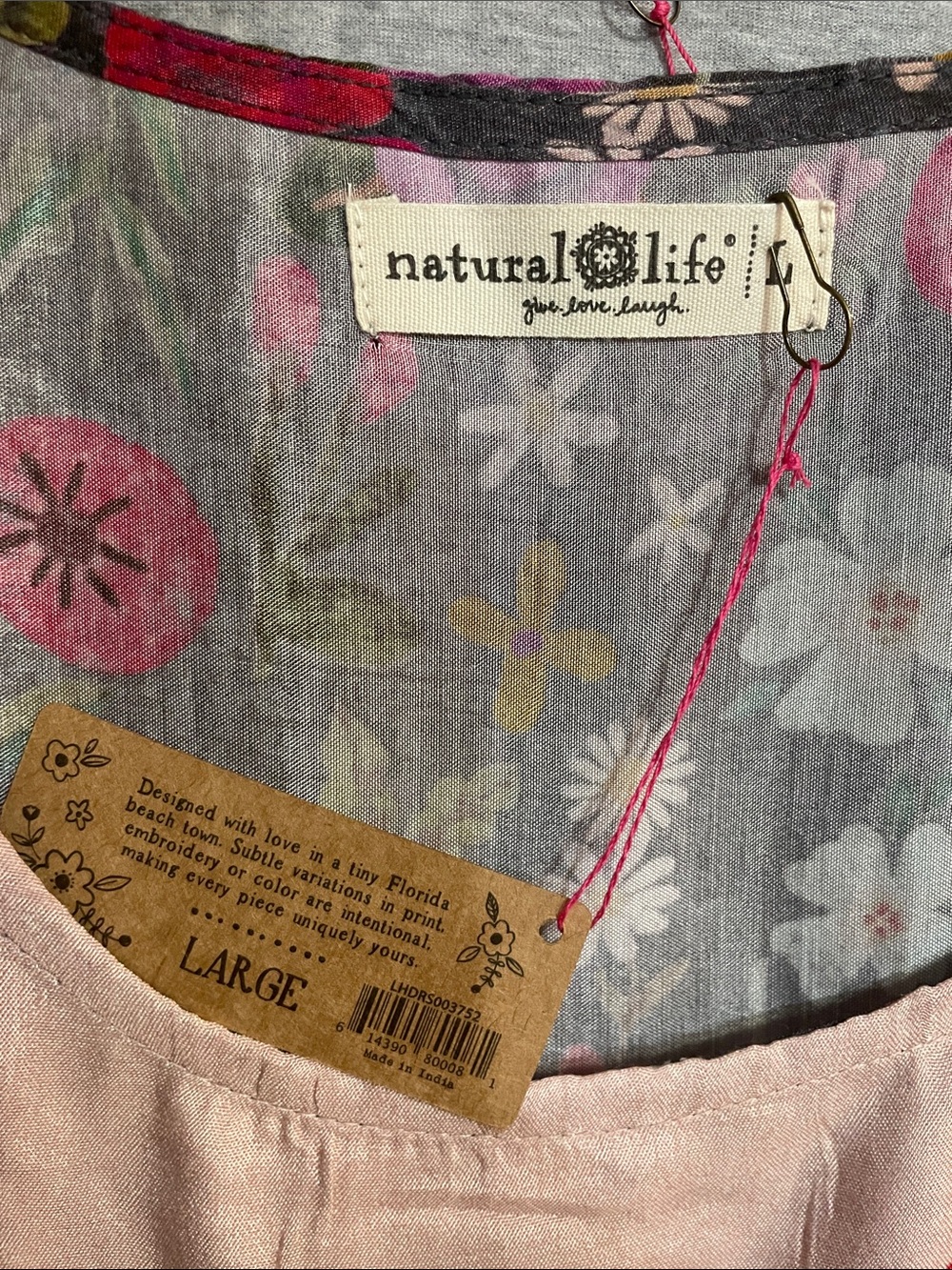 NATURAL LIFE Floral Maxi Dress in Black with Pink Yoke - Picture 8 of 10